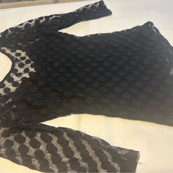 Black Polka Dot Mesh Top - Picture 2 of 4